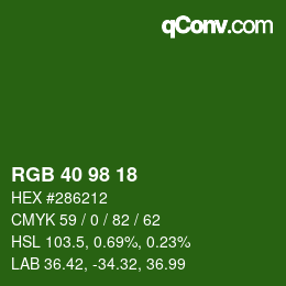 Código de color: RGB 40 98 18 | qconv.com