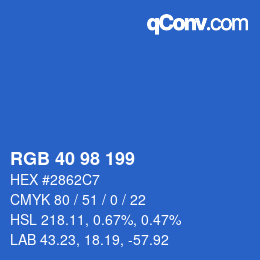 Color code: RGB 40 98 199 | qconv.com