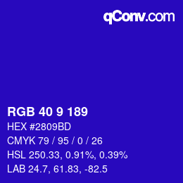 Color code: RGB 40 9 189 | qconv.com