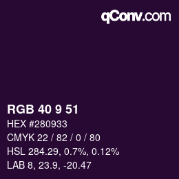 カラーコード: RGB 40 9 51 | qconv.com