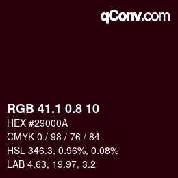 Color code: RGB 41.1 0.8 10 | qconv.com