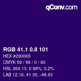カラーコード: RGB 41.1 0.8 101 | qconv.com