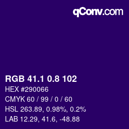 カラーコード: RGB 41.1 0.8 102 | qconv.com