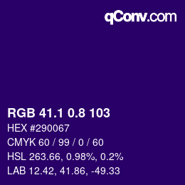 カラーコード: RGB 41.1 0.8 103 | qconv.com