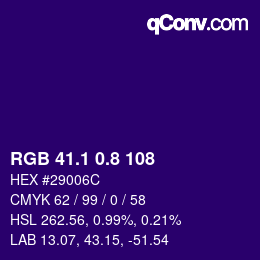 カラーコード: RGB 41.1 0.8 108 | qconv.com
