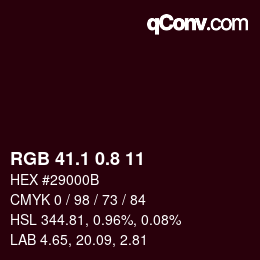 Color code: RGB 41.1 0.8 11 | qconv.com