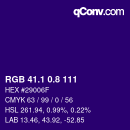 カラーコード: RGB 41.1 0.8 111 | qconv.com