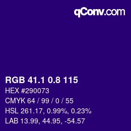 カラーコード: RGB 41.1 0.8 115 | qconv.com