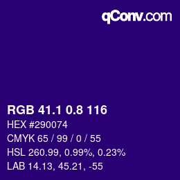 カラーコード: RGB 41.1 0.8 116 | qconv.com