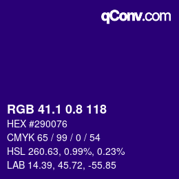 カラーコード: RGB 41.1 0.8 118 | qconv.com