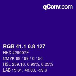 カラーコード: RGB 41.1 0.8 127 | qconv.com
