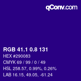 カラーコード: RGB 41.1 0.8 131 | qconv.com