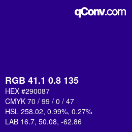 カラーコード: RGB 41.1 0.8 135 | qconv.com
