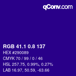 カラーコード: RGB 41.1 0.8 137 | qconv.com