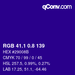 カラーコード: RGB 41.1 0.8 139 | qconv.com