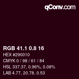 Código de color: RGB 41.1 0.8 16 | qconv.com