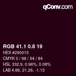 Color code: RGB 41.1 0.8 19 | qconv.com