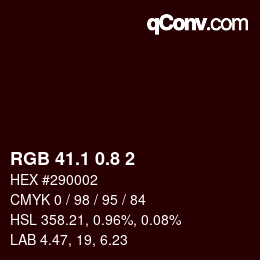 カラーコード: RGB 41.1 0.8 2 | qconv.com