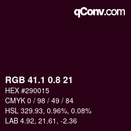 Color code: RGB 41.1 0.8 21 | qconv.com
