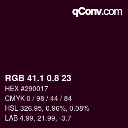 カラーコード: RGB 41.1 0.8 23 | qconv.com