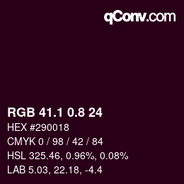 Color code: RGB 41.1 0.8 24 | qconv.com
