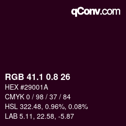 カラーコード: RGB 41.1 0.8 26 | qconv.com