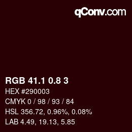 カラーコード: RGB 41.1 0.8 3 | qconv.com