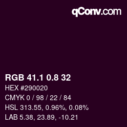 カラーコード: RGB 41.1 0.8 32 | qconv.com