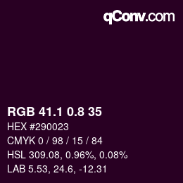 カラーコード: RGB 41.1 0.8 35 | qconv.com