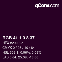 カラーコード: RGB 41.1 0.8 37 | qconv.com