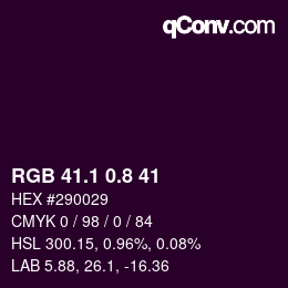 Color code: RGB 41.1 0.8 41 | qconv.com