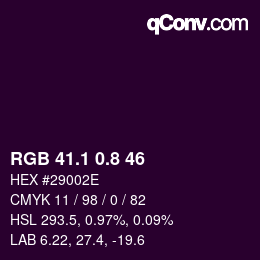 Color code: RGB 41.1 0.8 46 | qconv.com
