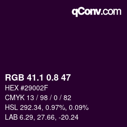 カラーコード: RGB 41.1 0.8 47 | qconv.com
