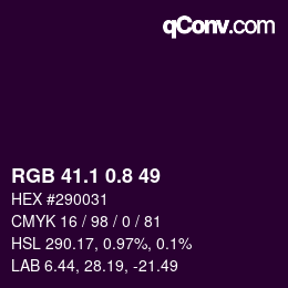 カラーコード: RGB 41.1 0.8 49 | qconv.com