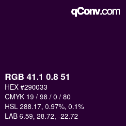 カラーコード: RGB 41.1 0.8 51 | qconv.com