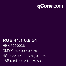 カラーコード: RGB 41.1 0.8 54 | qconv.com