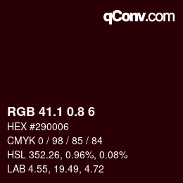 カラーコード: RGB 41.1 0.8 6 | qconv.com