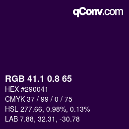カラーコード: RGB 41.1 0.8 65 | qconv.com