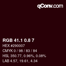 カラーコード: RGB 41.1 0.8 7 | qconv.com