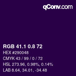 カラーコード: RGB 41.1 0.8 72 | qconv.com