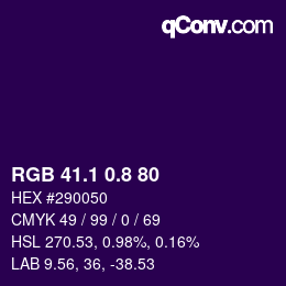 カラーコード: RGB 41.1 0.8 80 | qconv.com