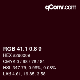 カラーコード: RGB 41.1 0.8 9 | qconv.com