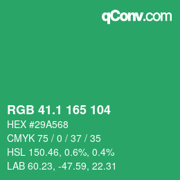 カラーコード: RGB 41.1 165 104 | qconv.com