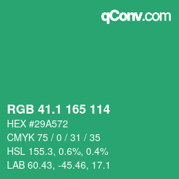 カラーコード: RGB 41.1 165 114 | qconv.com