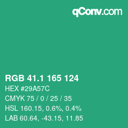 カラーコード: RGB 41.1 165 124 | qconv.com