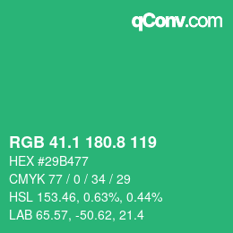 カラーコード: RGB 41.1 180.8 119 | qconv.com