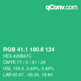 カラーコード: RGB 41.1 180.8 124 | qconv.com