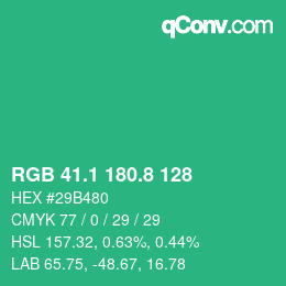 カラーコード: RGB 41.1 180.8 128 | qconv.com