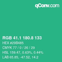 カラーコード: RGB 41.1 180.8 133 | qconv.com