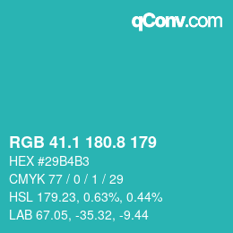 Color code: RGB 41.1 180.8 179 | qconv.com